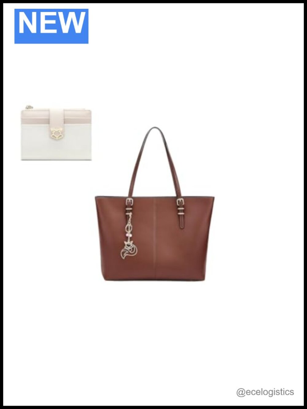 Genuine Leather Tote Bag with Matching Slim Wallet for Women